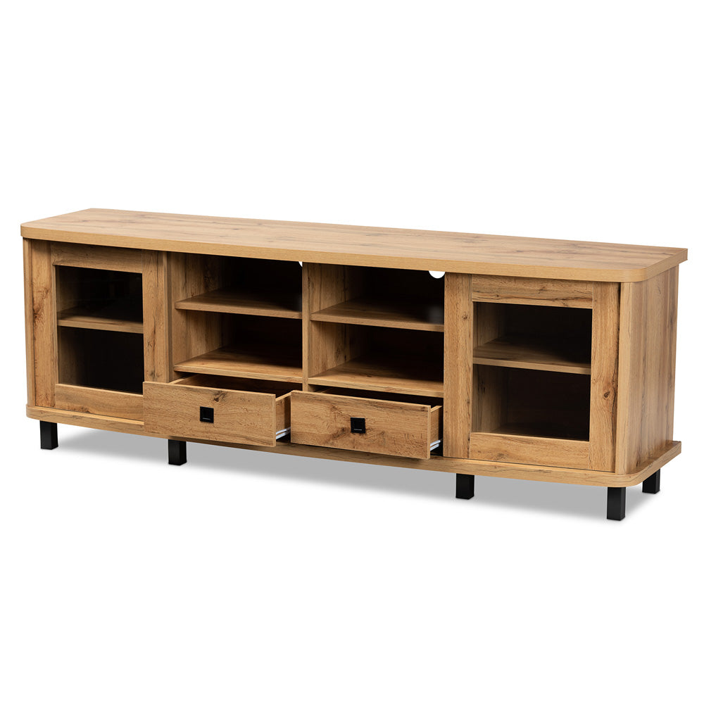 Baxton Studio - Walda TV Stand in Oak Brown/Black - TV838070-Wotan Oak view 2