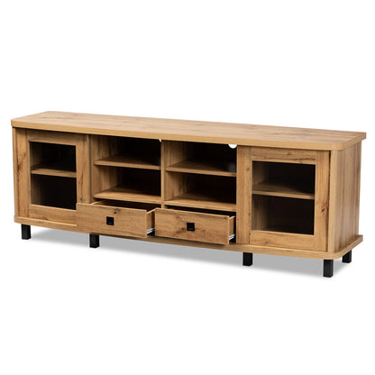 Baxton Studio - Walda TV Stand in Oak Brown/Black - TV838070-Wotan Oak view 2