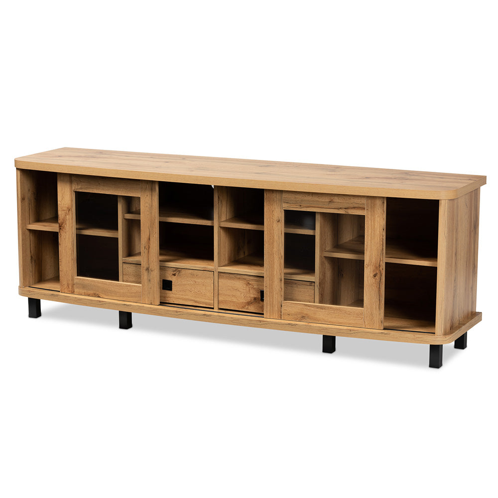 Baxton Studio - Walda TV Stand in Oak Brown/Black - TV838070-Wotan Oak view 3