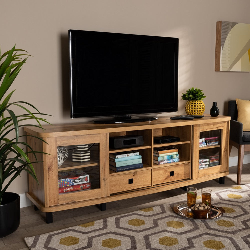Baxton Studio - Walda TV Stand in Oak Brown/Black - TV838070-Wotan Oak view 8