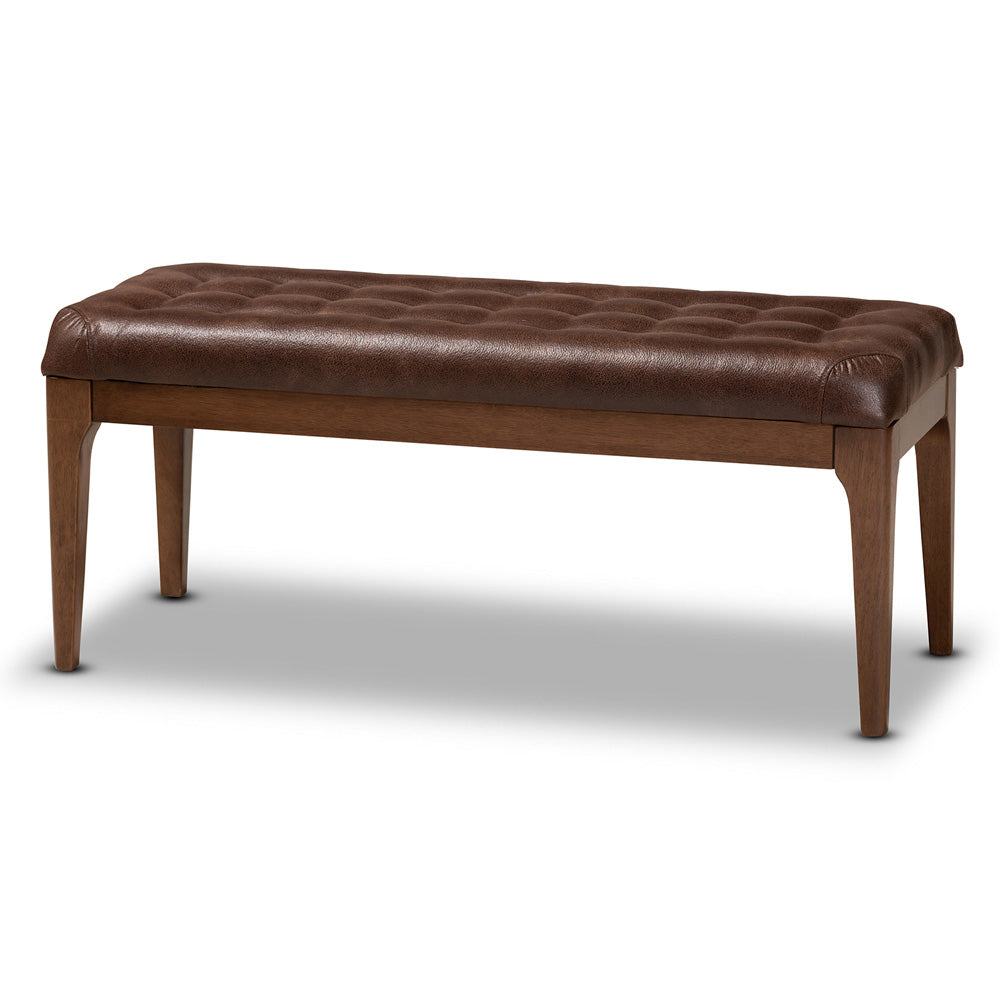 Baxton Studio - Walsh Dining Bench in Dark Brown/Walnut Brown - WM5030-Dark Brown/Walnut view 1