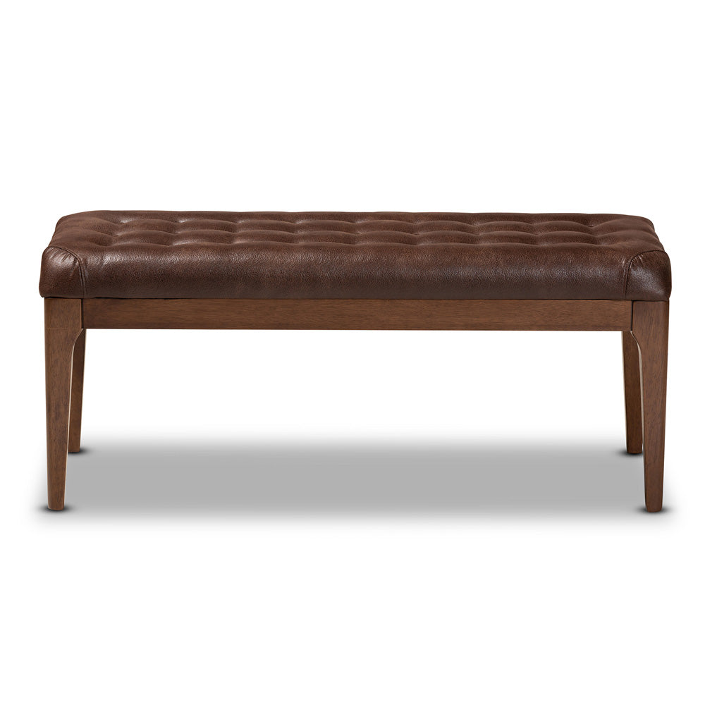 Baxton Studio - Walsh Dining Bench in Dark Brown/Walnut Brown - WM5030-Dark Brown/Walnut view 2