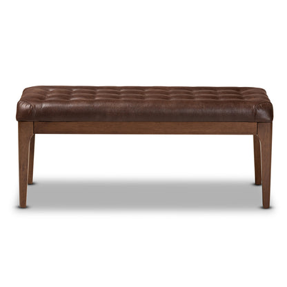 Baxton Studio - Walsh Dining Bench in Dark Brown/Walnut Brown - WM5030-Dark Brown/Walnut view 2