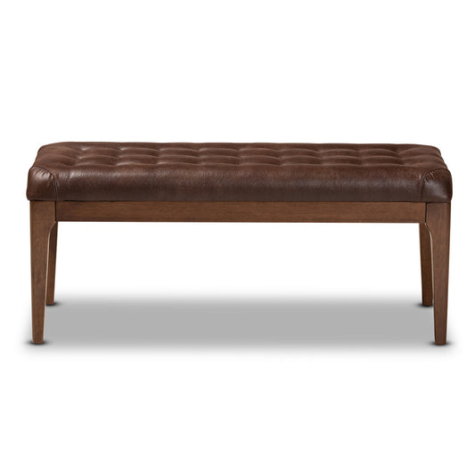 Baxton Studio - Walsh Dining Bench in Dark Brown/Walnut Brown - WM5030-Dark Brown/Walnut view 2