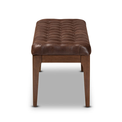 Baxton Studio - Walsh Dining Bench in Dark Brown/Walnut Brown - WM5030-Dark Brown/Walnut view 3