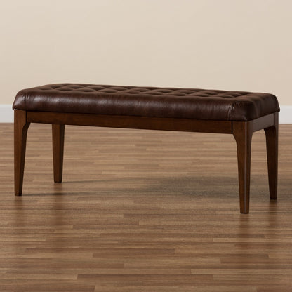 Baxton Studio - Walsh Dining Bench in Dark Brown/Walnut Brown - WM5030-Dark Brown/Walnut view 7