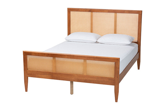 Baxton Studio - Walthard King Size Bed - SW8632-Light Walnut/Rattan-King view 1