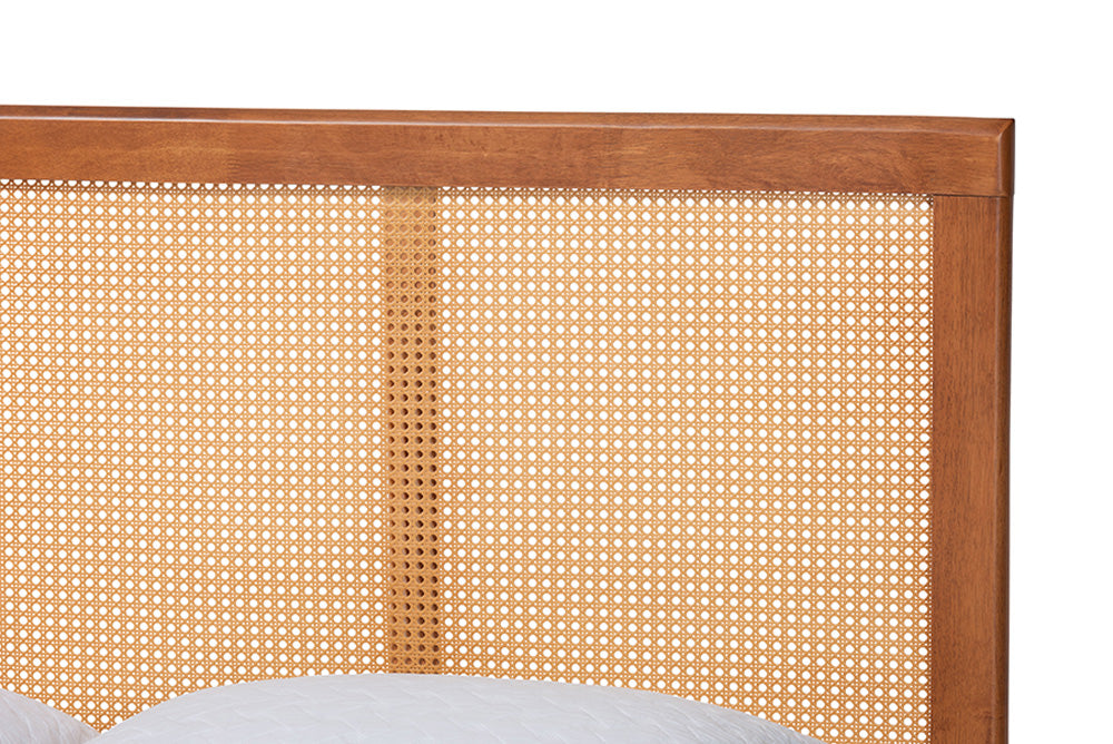 Baxton Studio - Walthard King Size Bed - SW8632-Light Walnut/Rattan-King view 4