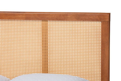 Baxton Studio - Walthard King Size Bed - SW8632-Light Walnut/Rattan-King view 4