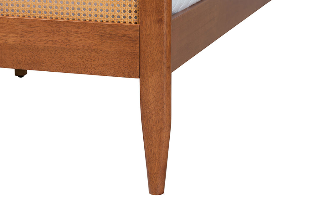 Baxton Studio - Walthard King Size Bed - SW8632-Light Walnut/Rattan-King view 6
