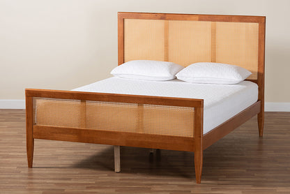 Baxton Studio - Walthard King Size Bed - SW8632-Light Walnut/Rattan-King view 8