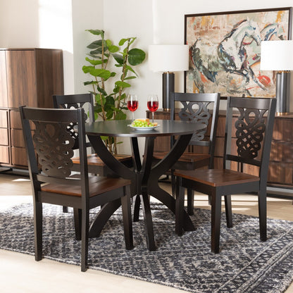 Baxton Studio - Wanda Dining Set in Dark Brown/Walnut Brown - Wanda-Dark Brown/Walnut-5PC Dining Set view 7