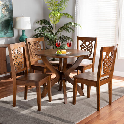Baxton Studio - Wanda Dining Set in Walnut Brown - Wanda-Walnut-5PC Dining Set view 7