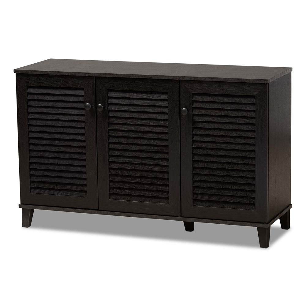 Baxton Studio - Warren Shoe Cabinet in Dark Brown - FP-04LV-Espresso view 1