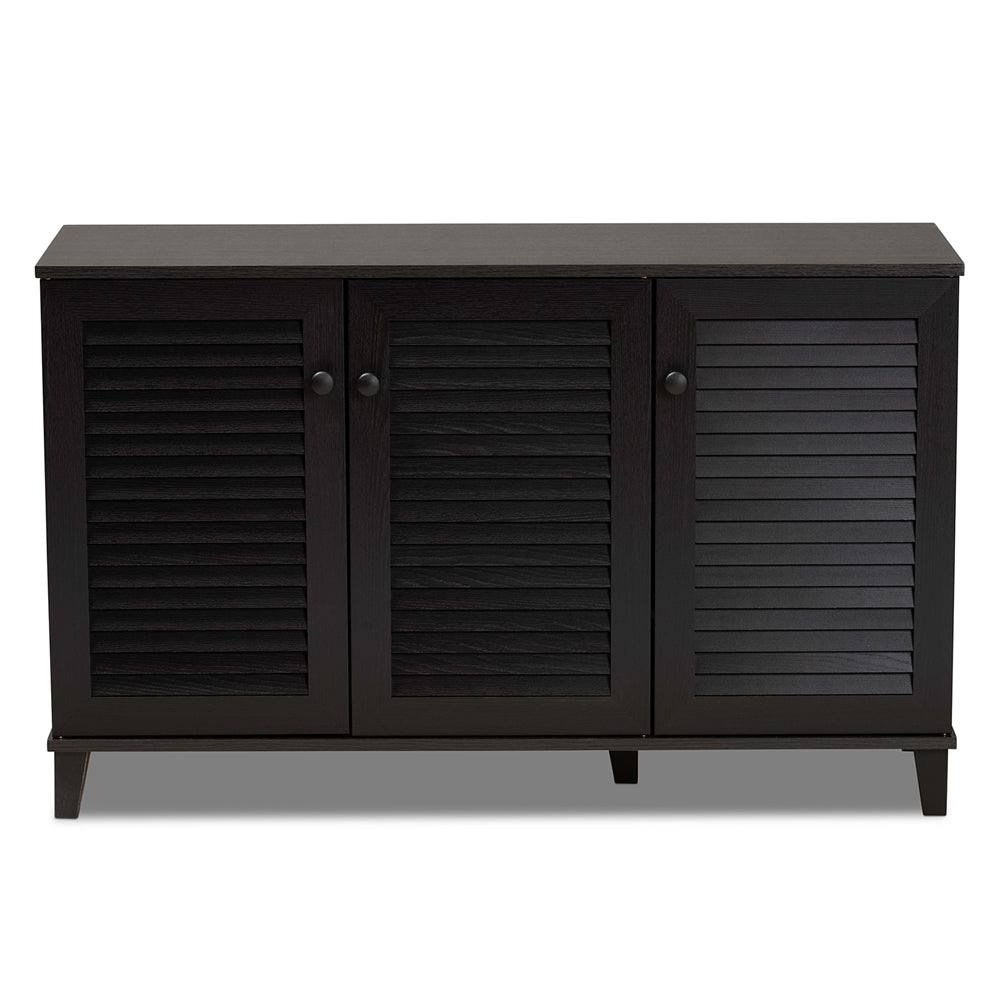 Baxton Studio - Warren Shoe Cabinet in Dark Brown - FP-04LV-Espresso view 2