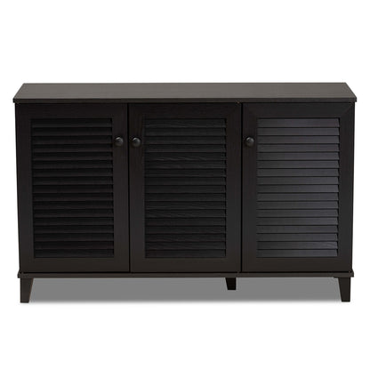 Baxton Studio - Warren Shoe Cabinet in Dark Brown - FP-04LV-Espresso view 2