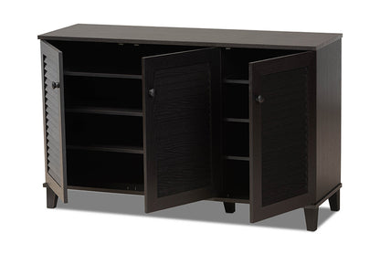 Baxton Studio - Warren Shoe Cabinet in Dark Brown - FP-04LV-Espresso view 3