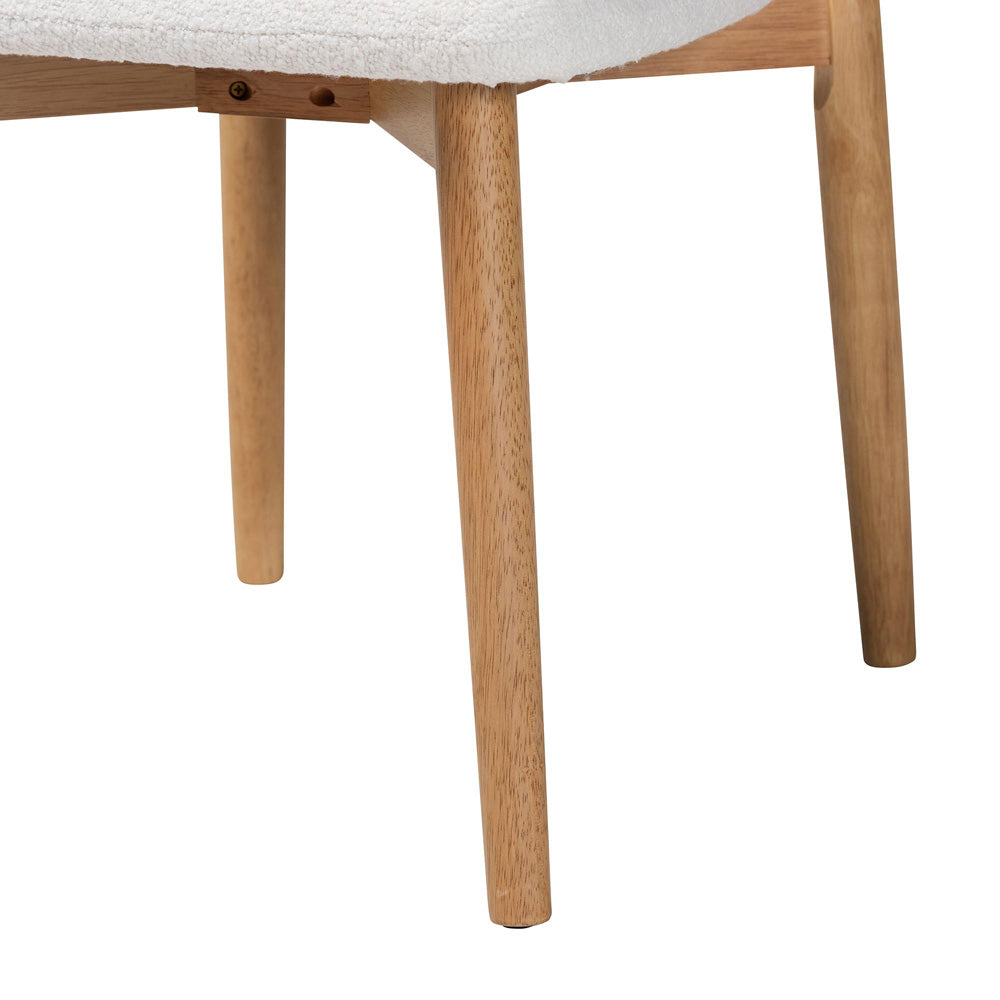 Baxton Studio - Wattsu Set of 2 Dining Chairs in White/Natural Brown - Wattsu-White Boucle/Natural-DC view 5