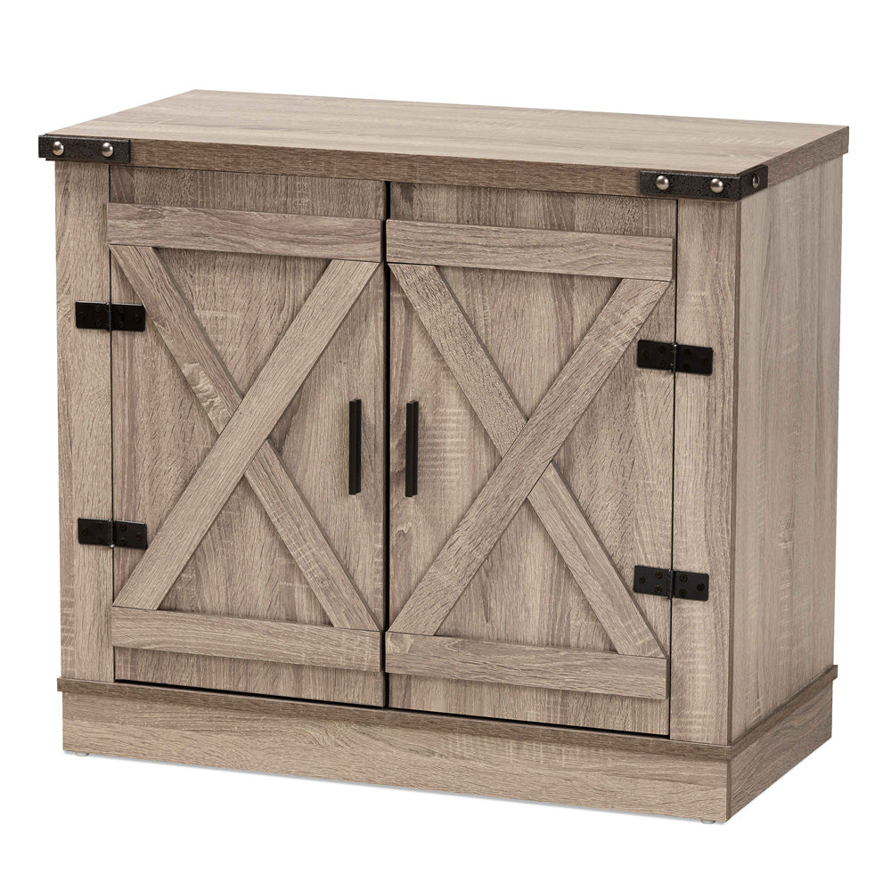 Baxton Studio - Wayne Shoe Cabinet in Oak brown - SC910041-2-Oak-Shoe Cabinet view 1
