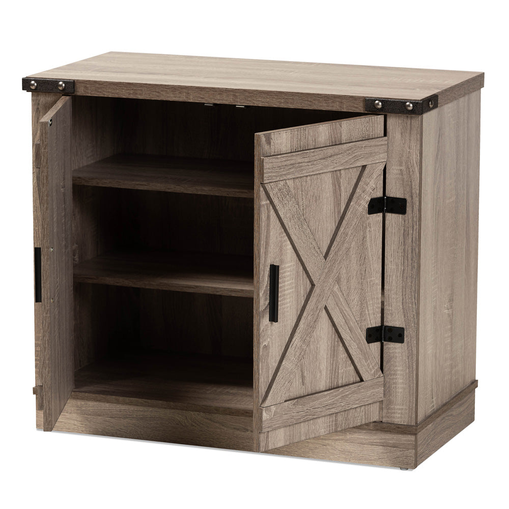Baxton Studio - Wayne Shoe Cabinet in Oak brown - SC910041-2-Oak-Shoe Cabinet view 2