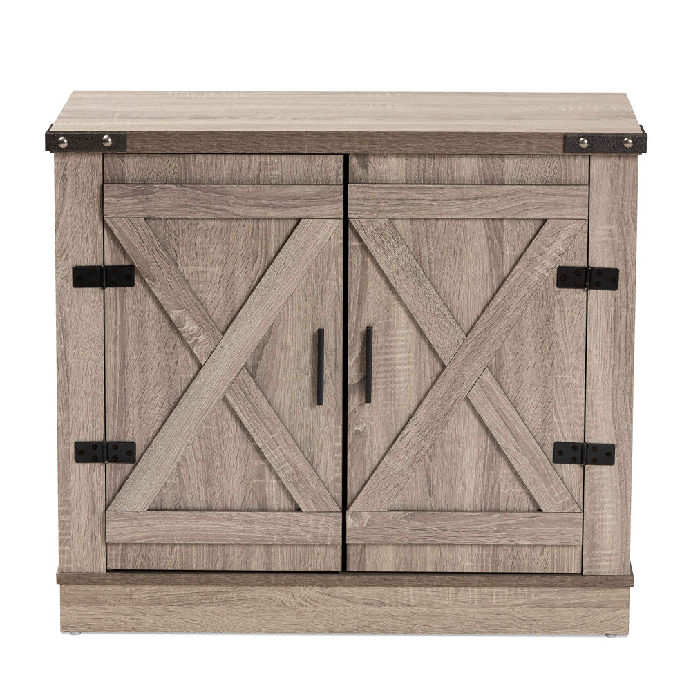 Baxton Studio - Wayne Shoe Cabinet in Oak brown - SC910041-2-Oak-Shoe Cabinet view 3