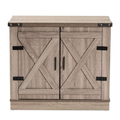 Baxton Studio - Wayne Shoe Cabinet in Oak brown - SC910041-2-Oak-Shoe Cabinet view 3