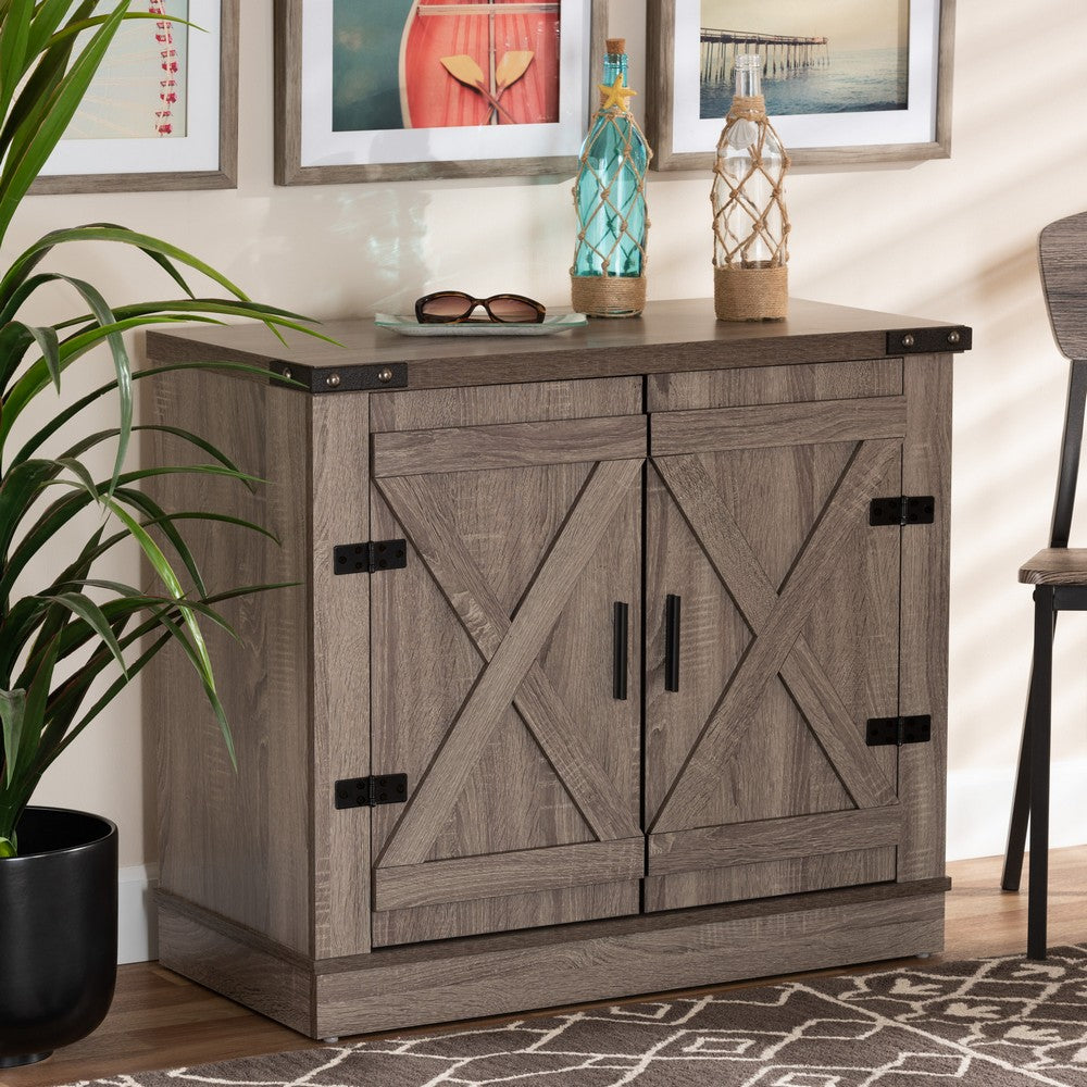 Baxton Studio - Wayne Shoe Cabinet in Oak brown - SC910041-2-Oak-Shoe Cabinet view 7