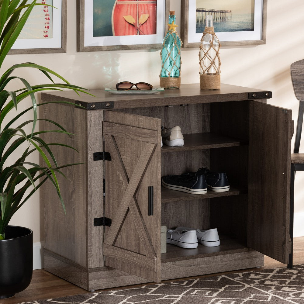Baxton Studio - Wayne Shoe Cabinet in Oak brown - SC910041-2-Oak-Shoe Cabinet view 8