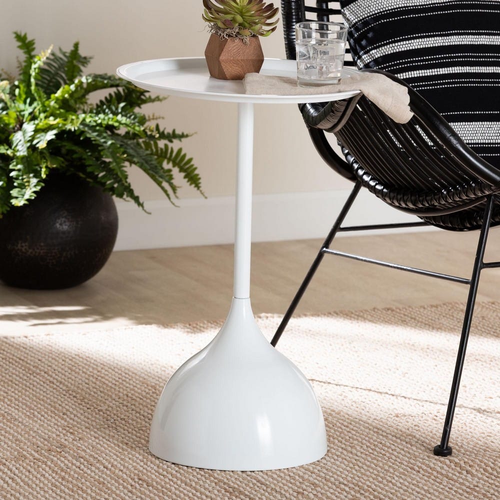 Baxton Studio - Webb End Table in White - H01-132670A-White/Metal-Side Table view 6