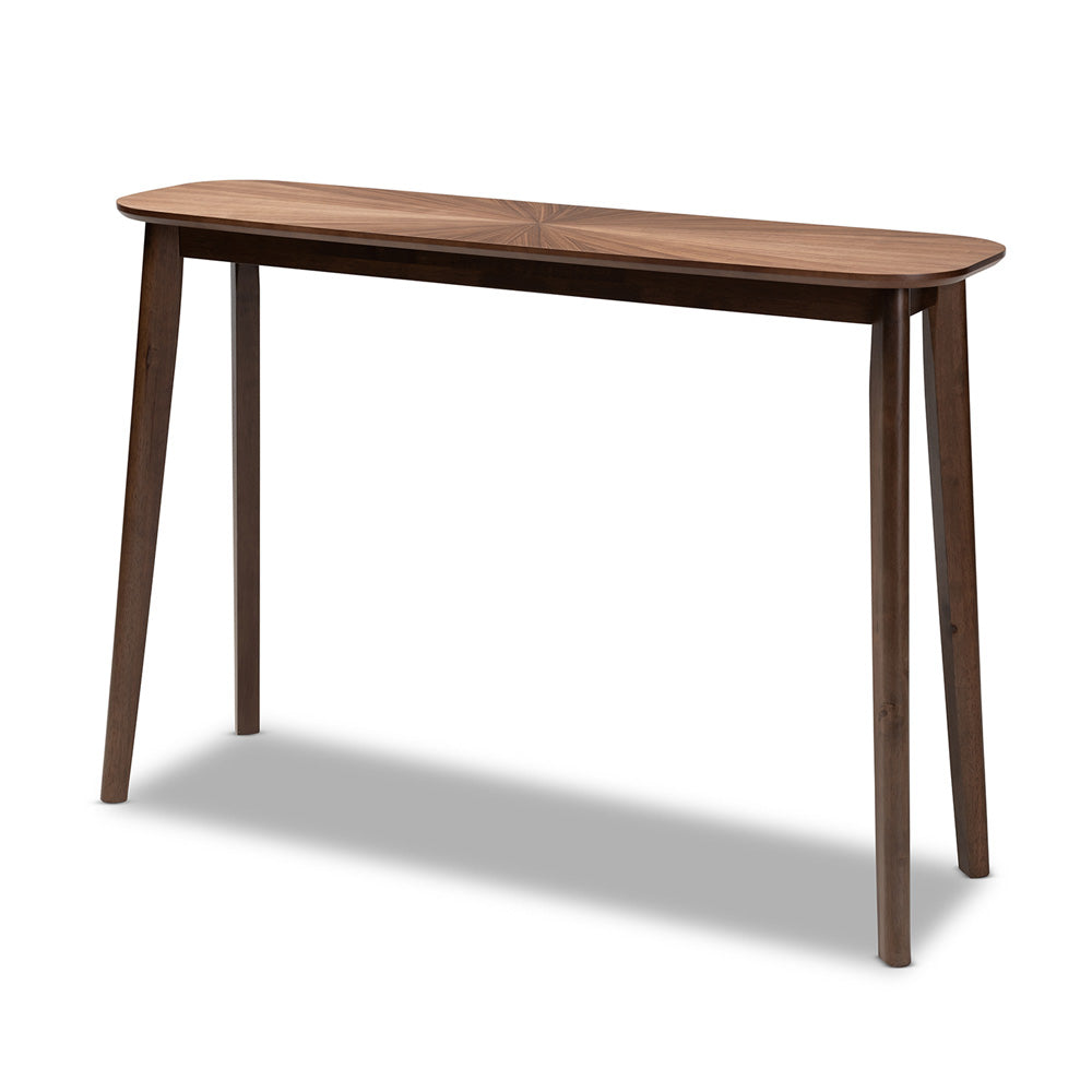 Baxton Studio - Wendy Console Table in Walnut - Walnut Sunburst Console Table view 1