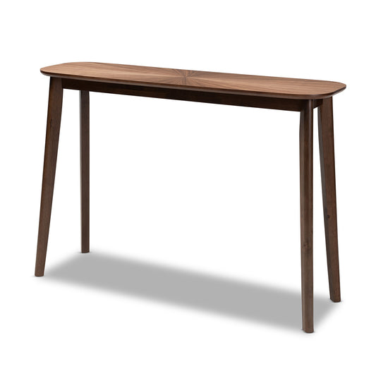 Baxton Studio - Wendy Console Table in Walnut - Walnut Sunburst Console Table view 1