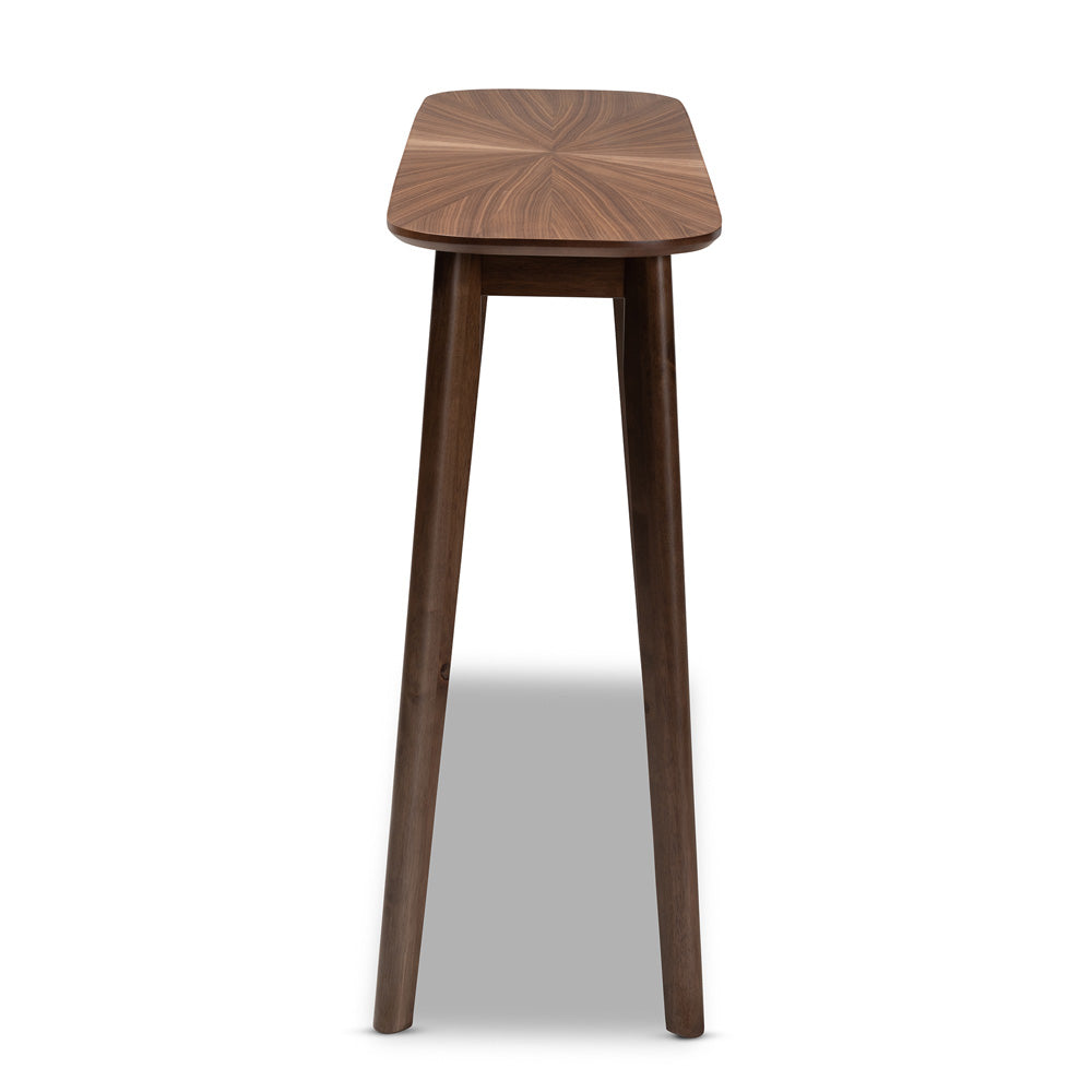 Baxton Studio - Wendy Console Table in Walnut - Walnut Sunburst Console Table view 3