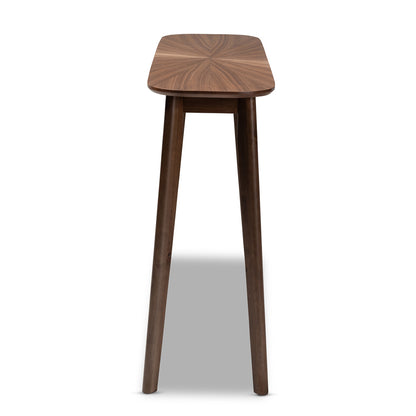 Baxton Studio - Wendy Console Table in Walnut - Walnut Sunburst Console Table view 3