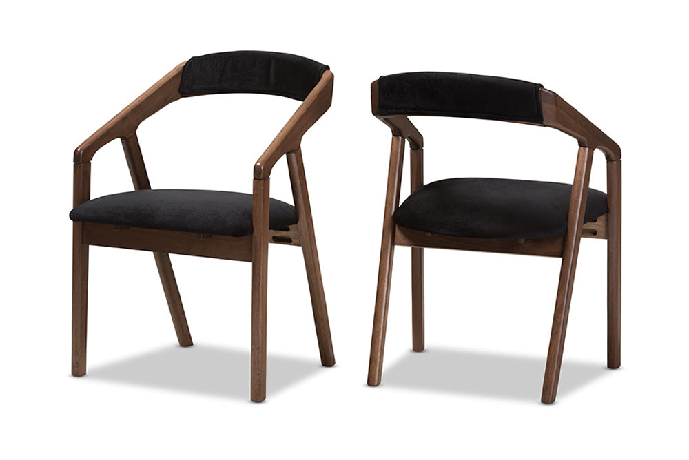 Baxton Studio - Wendy Dining Set - Walnut Sunburst Dining Set view 2
