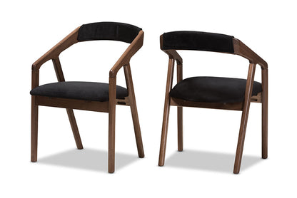 Baxton Studio - Wendy Dining Set - Walnut Sunburst Dining Set view 2