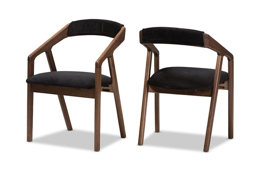Baxton Studio - Wendy Dining Set - Walnut Sunburst Dining Set view 2