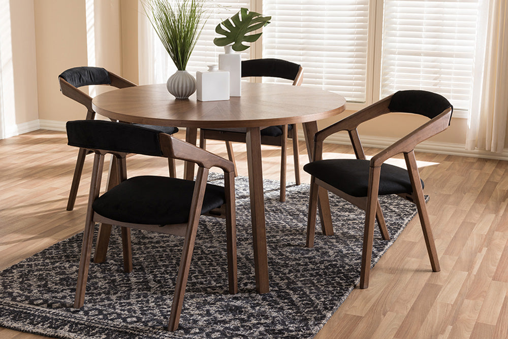 Baxton Studio - Wendy Dining Set - Walnut Sunburst Dining Set view 5