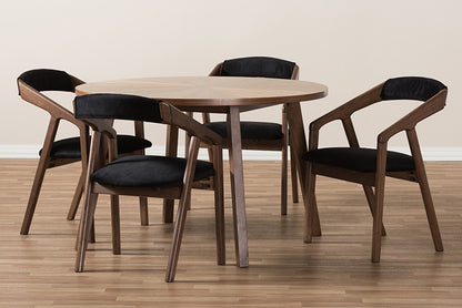Baxton Studio - Wendy Dining Set - Walnut Sunburst Dining Set view 6