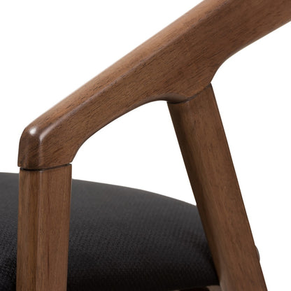 Baxton Studio - Wendy Set of 2 Dining Chairs in Black/Walnut Brown - Walnut Sunburst Dining Chair view 4
