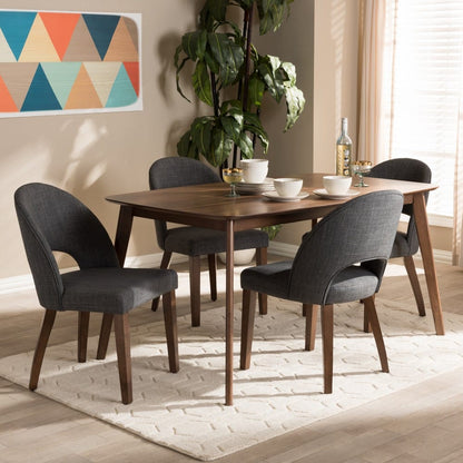 Baxton Studio - Wesley Dining Set in Dark Grey/Walnut Brown - Wesley-Dark Grey-5PC Dining Set view 4