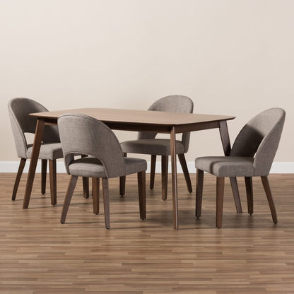 Baxton Studio - Wesley Dining Set in Light Grey/Walnut Brown - Wesley-Light Grey-5PC Dining Set view 5