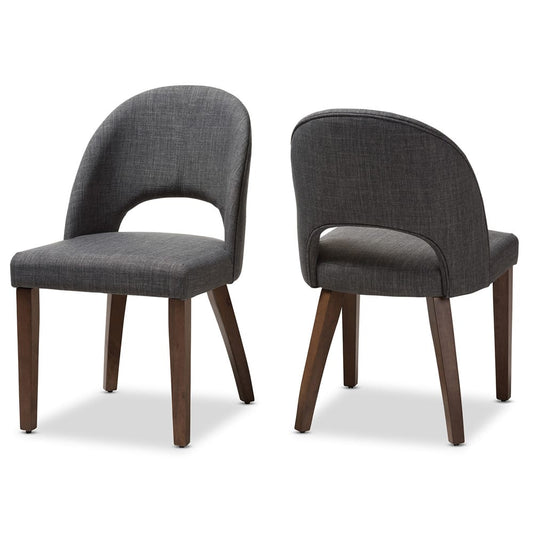 Baxton Studio - Wesley Set of 2 Dining Chairs in Dark Grey - Wesley-Dark Grey-DC view 1