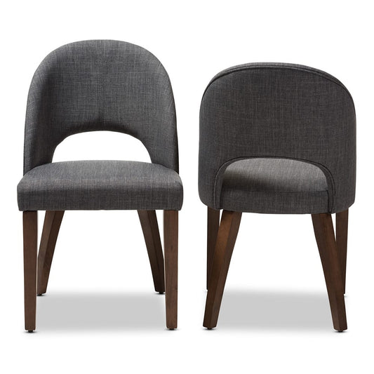 Baxton Studio - Wesley Set of 2 Dining Chairs in Dark Grey - Wesley-Dark Grey-DC view 2