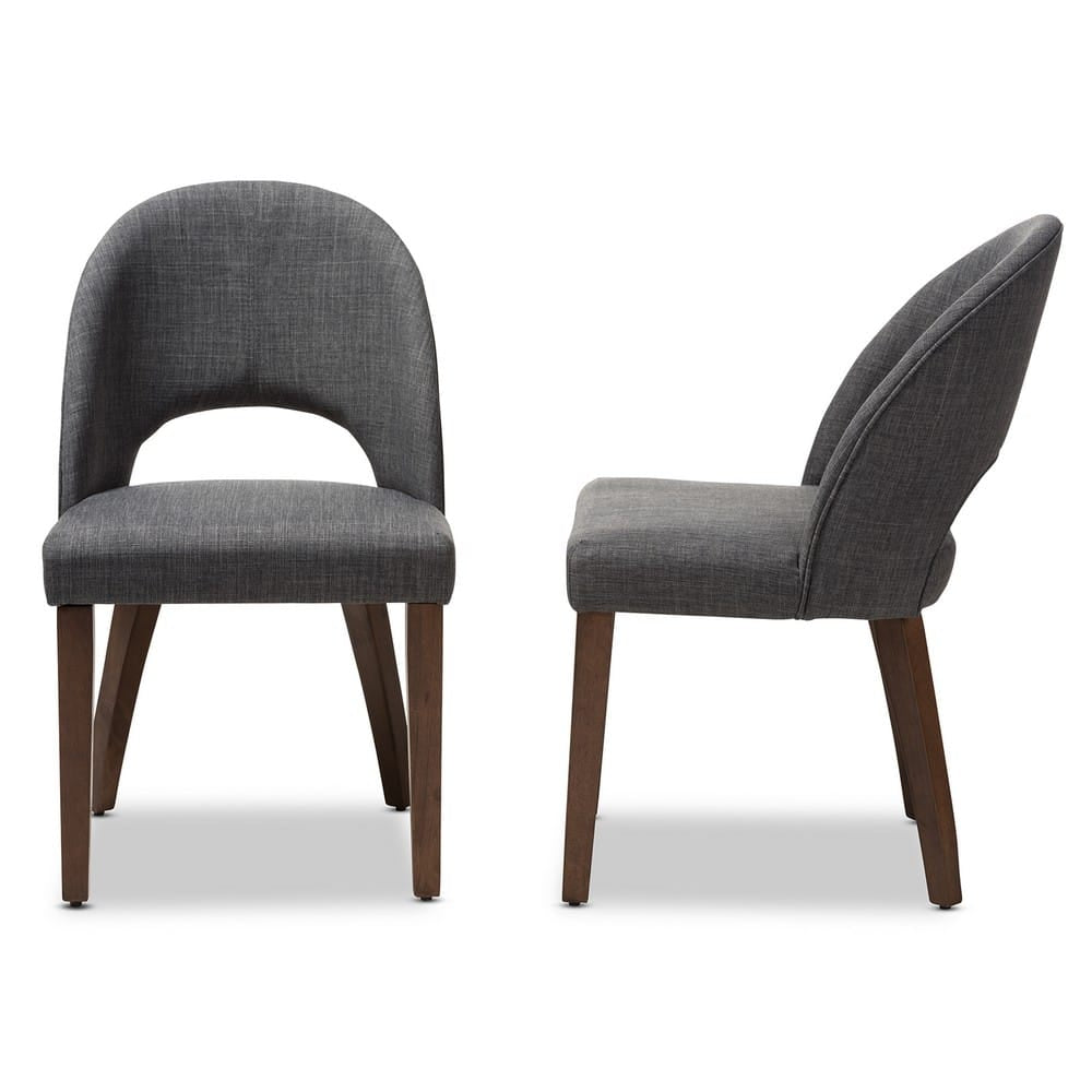 Baxton Studio - Wesley Set of 2 Dining Chairs in Dark Grey - Wesley-Dark Grey-DC view 3