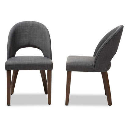 Baxton Studio - Wesley Set of 2 Dining Chairs in Dark Grey - Wesley-Dark Grey-DC view 3