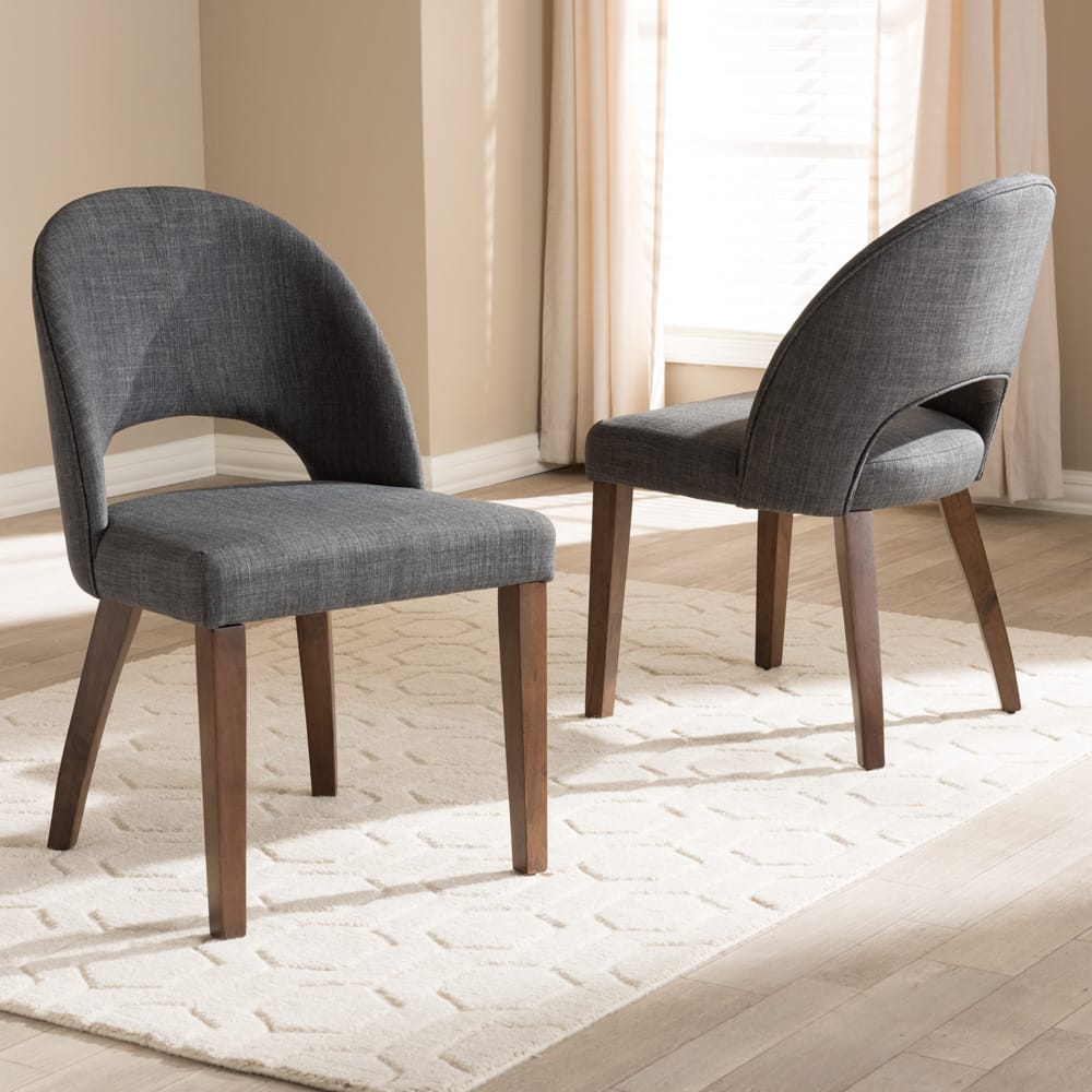 Baxton Studio - Wesley Set of 2 Dining Chairs in Dark Grey - Wesley-Dark Grey-DC view 6