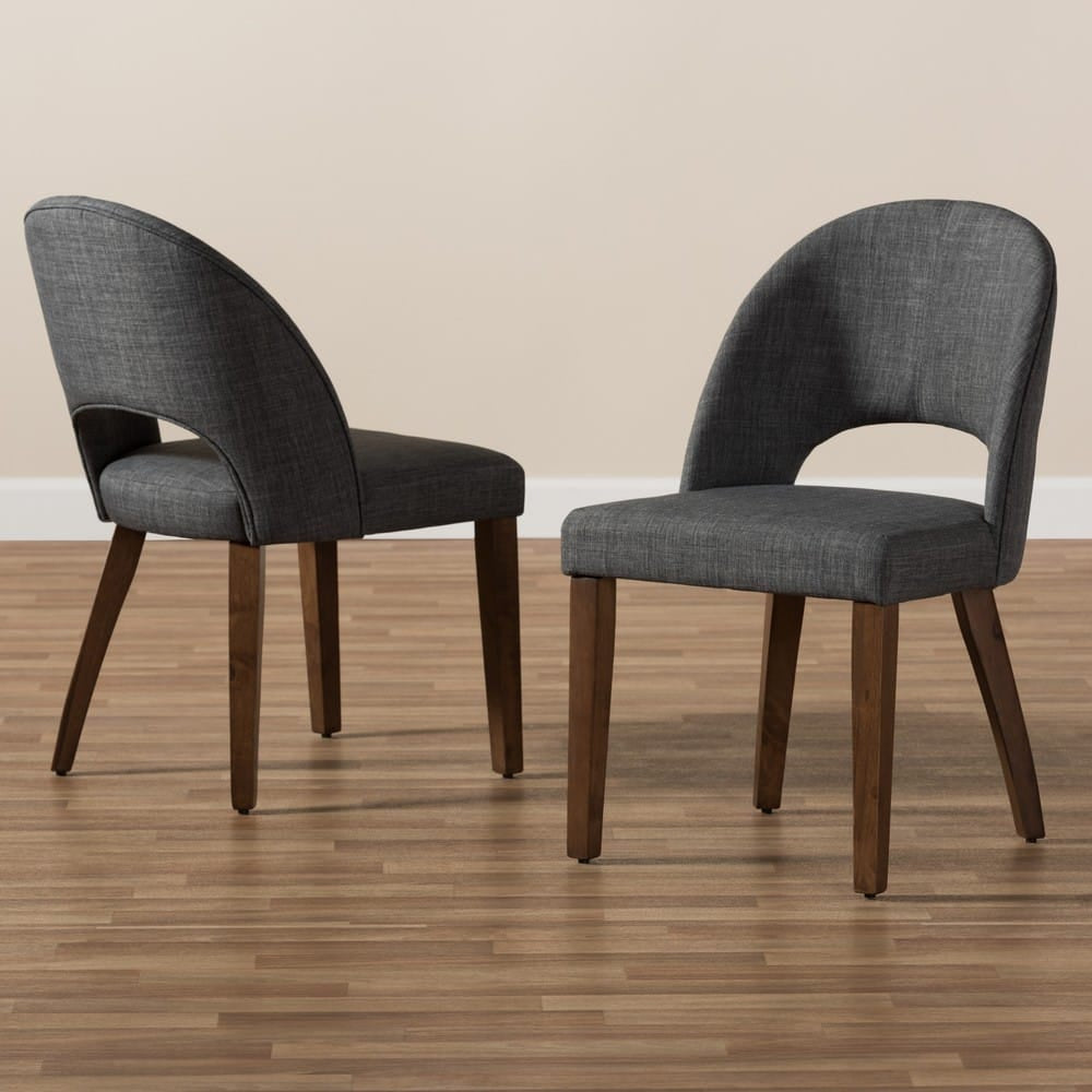 Baxton Studio - Wesley Set of 2 Dining Chairs in Dark Grey - Wesley-Dark Grey-DC view 7