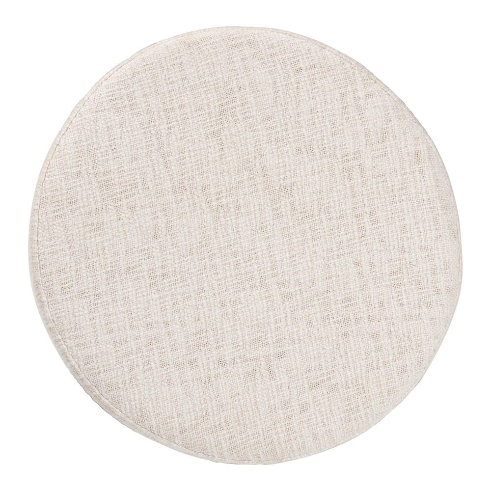 Baxton Studio - Whitfield Footstool in Ivory/Walnut Brown - FUR6896-Round-Footstool view 4