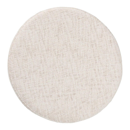 Baxton Studio - Whitfield Footstool in Ivory/Walnut Brown - FUR6896-Round-Footstool view 4
