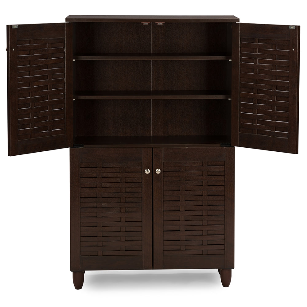 Baxton Studio - Winda Shoe Cabinet in Dark Brown - SC864574 B-Wenge view 3